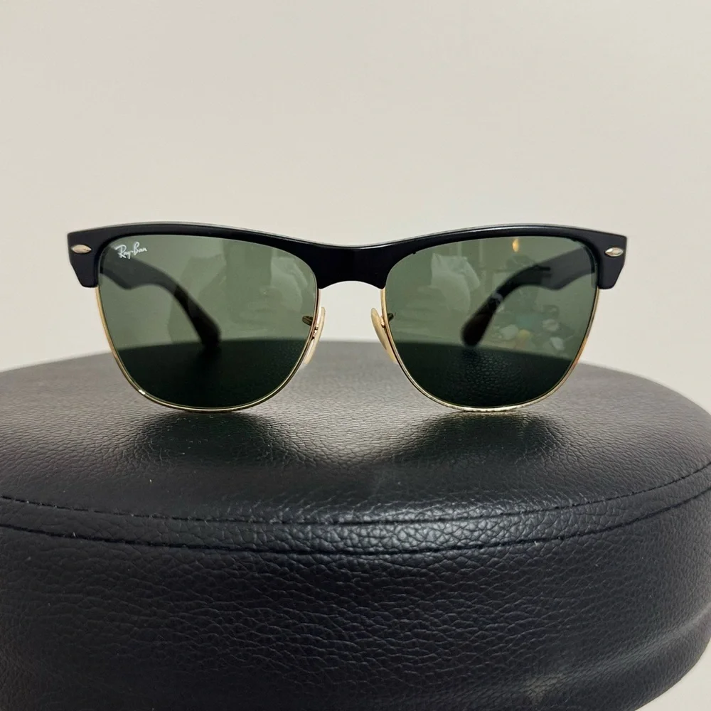 Ray-Ban Black and Gold Clubmaster Sunglasses — CASE NOT INCLUDED
